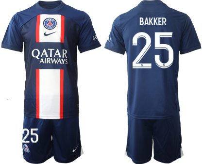BAKKER #25 Moški Nogometni dresi Paris Saint-Germain PSG Domači 2023 Kratek Rokav + Kratke hlače