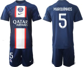 MARQUiNHOS #5 Moški Nogometni dresi Paris Saint-Germain PSG Domači 2023 Kratek Rokav + Kratke hlače