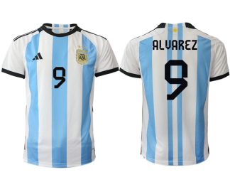Moški Nogometni dresi Argentina Domači SP 2022 Kratek Rokav ALVAREZ 9