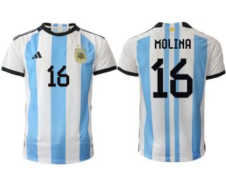 Moški Nogometni dresi Argentina Domači SP 2022 Kratek Rokav MOLINA 16