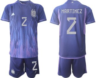 Moški Nogometni dresi Argentina Gostujoči SP 2022 Kratek Rokav + Kratke hlače MARTINEZ 2
