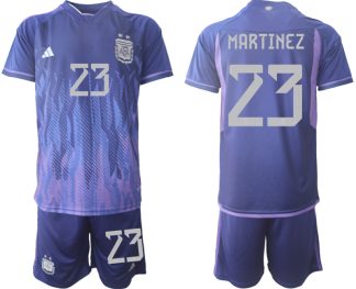 Moški Nogometni dresi Argentina Gostujoči SP 2022 Kratek Rokav + Kratke hlače MARTINEZ 23