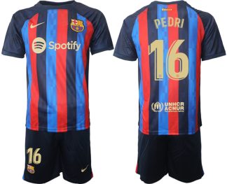 Moški Nogometni dresi Barcelona Domači 2023 Kratek Rokav + Kratke hlače PEDRI 16