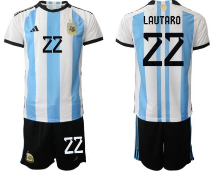 Moški Nogometni dresi kompleti Argentina Domači SP 2022- LAUTARO 22