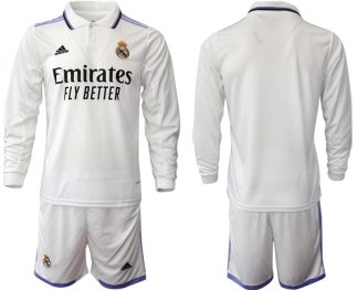 Moški Nogometni dresi Real Madrid Domači 2023 Dolgi Rokav + Kratke hlače