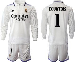 Moški Nogometni dresi Real Madrid Domači 2023 Dolgi Rokav + Kratke hlače COURTOIS 1