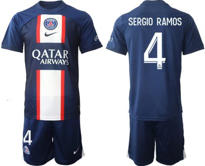SERGIO RAMOS #4 Moški Nogometni dresi Paris Saint-Germain PSG Domači 2023 Kratek Rokav + Kratke hlače