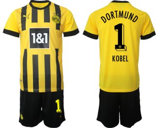 Moški Nogometni dresi Borussia Dortmund Domači 2023 Kratek Rokav + Kratke hlače KOBEL 1