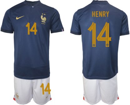 Moški Nogometni dresi Francija Domači SP 2022 Kratek Rokav + Kratke hlače HENRY 14