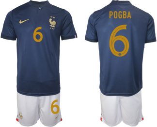 Moški Nogometni dresi kompleti Francija Domači SP 2022 Kratek Rokav + Kratke hlače POGBA 6