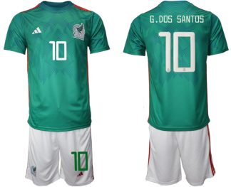 Moški Nogometni dresi Mehika Domači SP 2022 Kratek Rokav + Kratke hlače G.DOS SANTOS 10