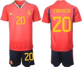 Moški Nogometni dresi Španija Domači SP 2022 Kratek Rokav + Kratke hlače CARVAJA 20