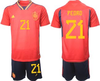 Moški Nogometni dresi Španija Domači SP 2022 Kratek Rokav + Kratke hlače PEDRO 21