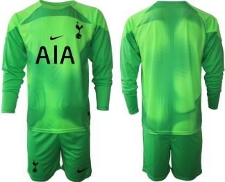 Moški Nogometni dresi Tottenham Hotspur Zelena Vratar Domači 2023 Dolgi Rokav + Kratke hlače