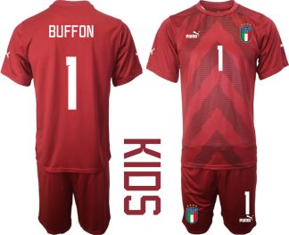 Otroški Nogometni dresi Italija Vratar Gostujoči 2023 Kratek Rokav + Kratke hlače BUFFON 1