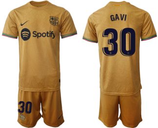 Moški Nogometni dresi Barcelona Gostujoči 2023 Kratek Rokav + Kratke hlače GAVI 30