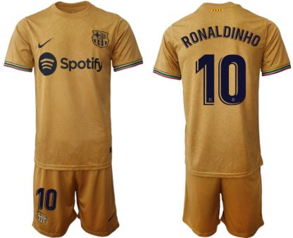 Moški Nogometni dresi Barcelona Gostujoči 2023 Kratek Rokav + Kratke hlače RONALDINHO 10