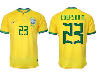 Moški Nogometni dresi Brazilija Domači SP 2022 Kratek Rokav EDERSON M. 23