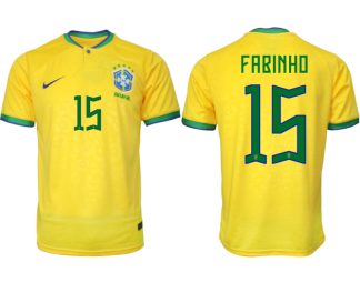Moški Nogometni dresi Brazilija Domači SP 2022 Kratek Rokav FABINHO 15