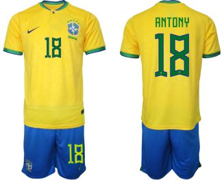 Moški Nogometni dresi Brazilija Domači SP 2022 Kratek Rokav + Kratke hlače ANTONY 18