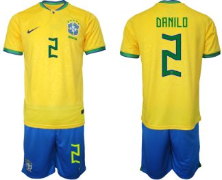 Moški Nogometni dresi Brazilija Domači SP 2022 Kratek Rokav + Kratke hlače DANILO 2