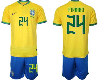 Moški Nogometni dresi Brazilija Domači SP 2022 Kratek Rokav + Kratke hlače FIRMINO 24