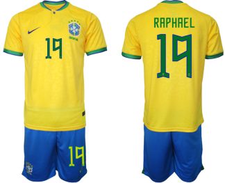 Moški Nogometni dresi Brazilija Domači SP 2022 Kratek Rokav + Kratke hlače RAPHAEL 19
