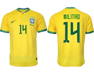 Moški Nogometni dresi Brazilija Domači SP 2022 Kratek Rokav MILITAO 14