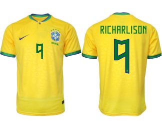Moški Nogometni dresi Brazilija Domači SP 2022 Kratek Rokav RICHARLISON 9