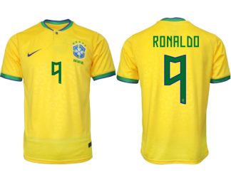 Moški Nogometni dresi Brazilija Domači SP 2022 Kratek Rokav RONALDO 9
