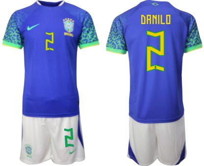 Moški Nogometni dresi Brazilija Gostujoči SP 2022 Kratek Rokav + Kratke hlače DANILO 2