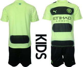 Otroški Nogometni dresi Manchester City Gostujoči 2023 Kratek Rokav + Kratke hlače