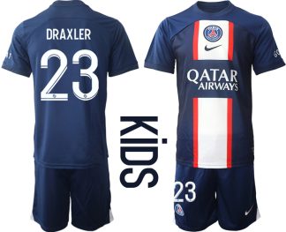 Otroški Nogometni dresi Paris Saint-Germain PSG Domači 2023 Kratek Rokav + Kratke hlače DRAXLER 23