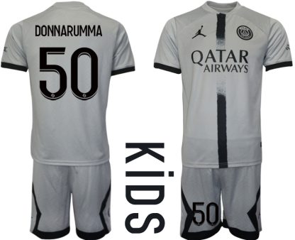 Otroški Nogometni dresi Paris Saint-Germain PSG Gostujoči 2023 Kratek Rokav + Kratke hlače DONNARUMMA 50
