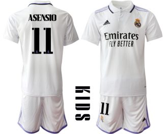 Otroški Nogometni dresi Real Madrid Domači 2023 Kratek Rokav + Kratke hlače ASENSIO 11