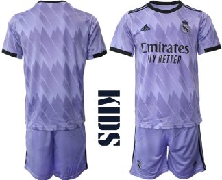 Otroški Nogometni dresi Real Madrid Gostujoči 2023 Kratek Rokav + Kratke hlače