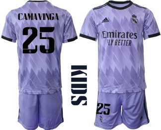 Otroški Nogometni dresi Real Madrid Gostujoči 2023 Kratek Rokav + Kratke hlače CAMAVNGA 25