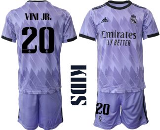 Otroški Nogometni dresi Real Madrid Gostujoči 2023 Kratek Rokav + Kratke hlače VIN JR. 20