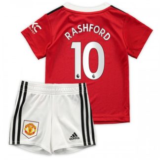 Otroški Nogometni dresi Manchester United Domači 2022-23 Kratek Rokav + Kratke hlače Rashford 10