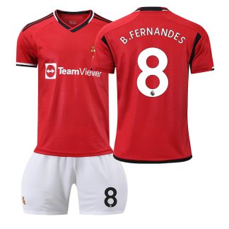 B.FERNANDES 8 Otroški Nogometni dresi kompleti Manchester United Domači 2023-24 Kratek Rokav + hlače