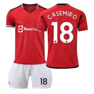 CASEMIRO 18 Otroški Nogometni dresi Manchester United Domači 2023-24 Kratek Rokav + Kratke hlače