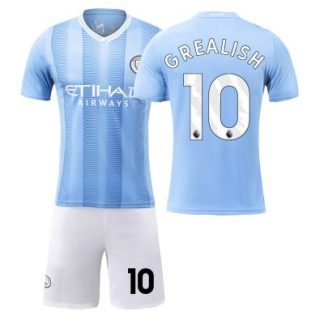 GREALISH 10 Otroški Nogometna dresi Manchester City Domači Kratek rokav + hlače 2023-24