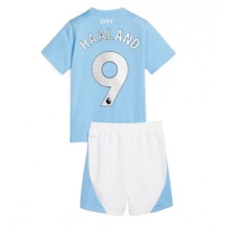 Otroški Nogometni dresi kompleti Manchester City Domači 2023-24 Erling HAALAND 9 z lastnim imenom