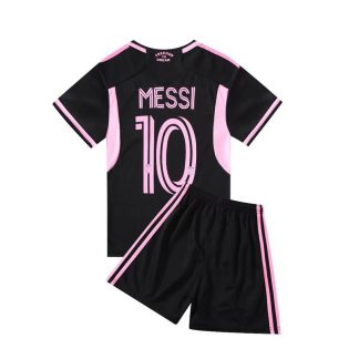 Poceni Otroški Nogometni dresi kompleti Inter Miami Gostujoči 2023-24 Lionel Messi 10