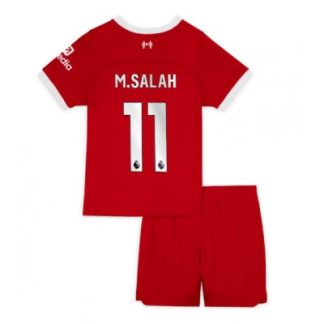 Poceni Otroški Nogometni dresi kompleti Liverpool Domači 2023-24 Mohamed Salah 11