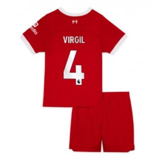 Poceni Otroški Nogometni dresi kompleti Liverpool Domači VIRGIL van Dijk 4 2023-24