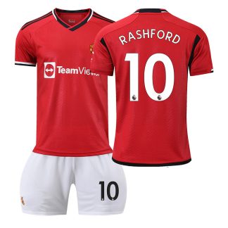 RASHFORD 10 Otroški Nogometni dresi kompleti Manchester United Domači 2023-24 Kratek Rokav + hlače