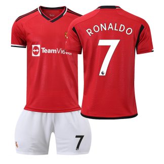 RONALDO 7 Otroški Nogometni dresi kompleti Manchester United Domači 2023-24 Kratek Rokav + hlače