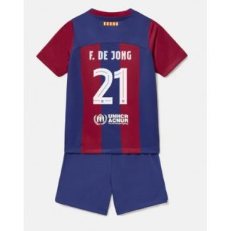 Barcelona Domači Otroški Nogometni dresi kompleti 2023-24 Frenkie de Jong 21