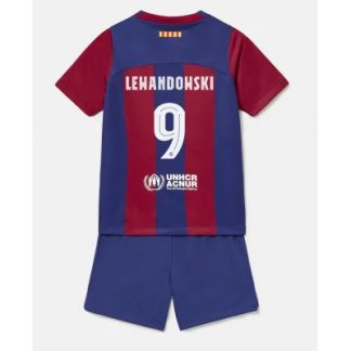 Barcelona Domači Otroški Nogometni dresi kompleti 2023-24 Robert Lewandowski 9
